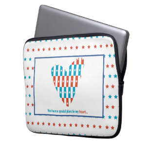 Patriottische plaats in het hart, steun aanmoedigi laptop sleeve