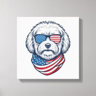 Patriottische pluizige hond vectorillustratie_1 canvas afdruk