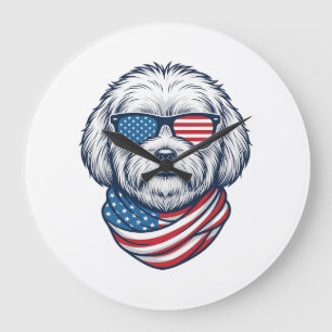 Patriottische pluizige hond vectorillustratie_1 grote klok