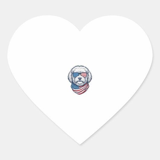 Patriottische pluizige hond vectorillustratie_1 hart sticker (Voorkant)