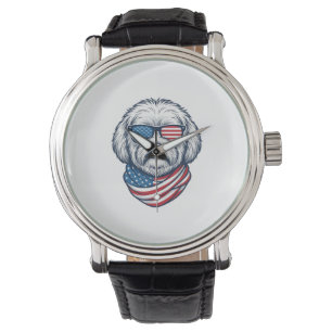 Patriottische pluizige hond vectorillustratie_1 horloge