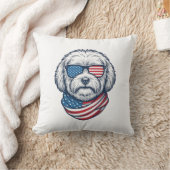 Patriottische pluizige hond vectorillustratie_1 kussen (Deken)