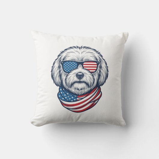 Patriottische pluizige hond vectorillustratie_1 kussen (Voorkant)