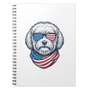 Patriottische pluizige hond vectorillustratie_1 notitieboek