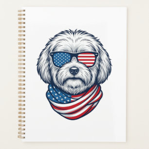 Patriottische pluizige hond vectorillustratie_1 planner