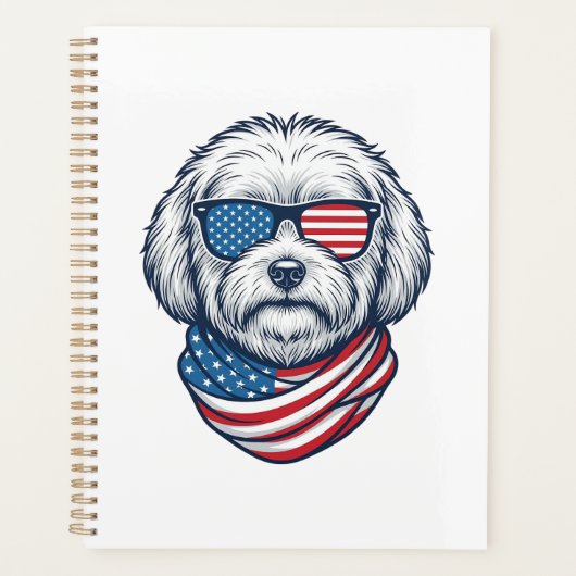 Patriottische pluizige hond vectorillustratie_1 planner (Voorkant)
