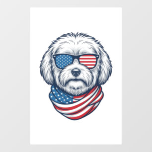 Patriottische pluizige hond vectorillustratie_1 raamsticker