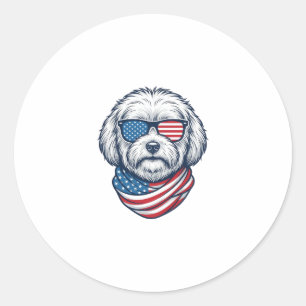 Patriottische pluizige hond vectorillustratie_1 ronde sticker