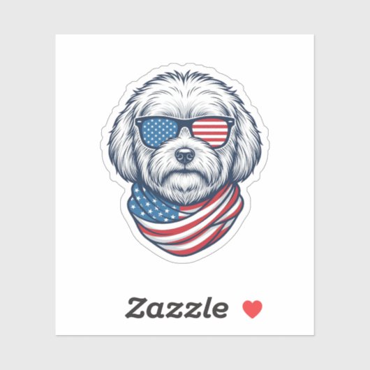 Patriottische pluizige hond vectorillustratie_1 sticker (Vel)