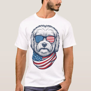 Patriottische pluizige hond vectorillustratie_1 t-shirt