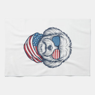Patriottische pluizige hond vectorillustratie_1 theedoek