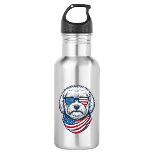 Patriottische pluizige hond vectorillustratie_1 waterfles