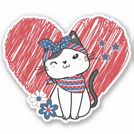 Patriottische Poes Waterdicht Sticker (Voorkant)