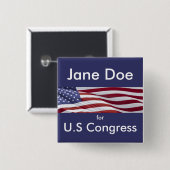 Patriottische politieke campagne vierkante button 5,1 cm (Voorkant /achterkant)