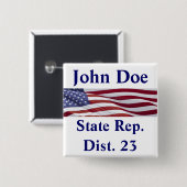 Patriottische politieke campagne vierkante button 5,1 cm (Voorkant /achterkant)