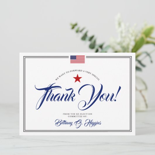 Patriottische politieke donatie Hartelijk dank Bedankkaart (Staand voorkant)