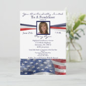 Patriottische politieke fundraiser-uitnodiging met kaart (Staand voorkant)
