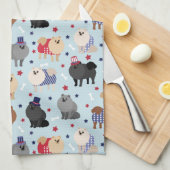 Patriottische pommeren Dog Kitchen Towel Theedoek (Quarter Fold)
