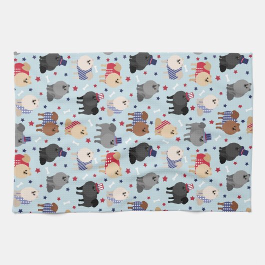 Patriottische pommeren Dog Kitchen Towel Theedoek (Horizontaal)