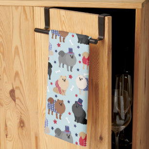 Patriottische pommeren Dog Kitchen Towel Theedoek