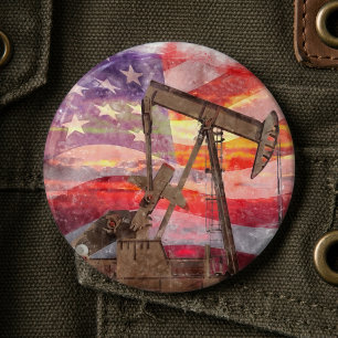 Patriottische pompinstallatie bij zonsondergang Pa Ronde Button 6,0 Cm