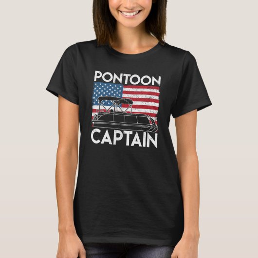 Patriottische Ponton Kapitein Amerikaanse vlag Fun T-shirt (Voorkant)