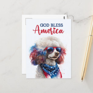 Patriottische Poodle, God Bless America Briefkaart