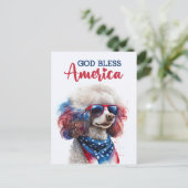 Patriottische Poodle, God Bless America Briefkaart (Staand voorkant)