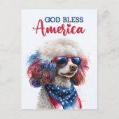 Patriottische Poodle, God Bless America Briefkaart (Voorkant)