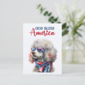 Patriottische Poodle, God Bless America Briefkaart (Staand voorkant)