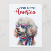 Patriottische Poodle, God Bless America Briefkaart (Voorkant)