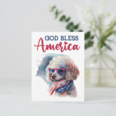 Patriottische Poodle, God Bless America Briefkaart (Staand voorkant)