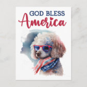 Patriottische Poodle, God Bless America Briefkaart (Voorkant)