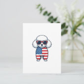 Patriottische Poodle met Zonnebril Vectorontwerp_1 Briefkaart (Staand voorkant)