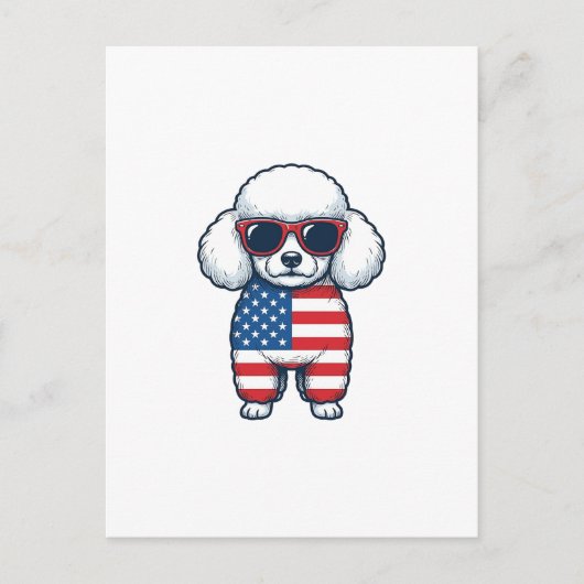 Patriottische Poodle met Zonnebril Vectorontwerp_1 Briefkaart (Voorkant)