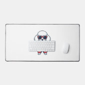 Patriottische Poodle met Zonnebril Vectorontwerp_1 Bureaumat (Keyboard & Muis)