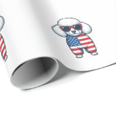 Patriottische Poodle met Zonnebril Vectorontwerp_1 Cadeaupapier (Rol Hoek)