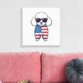 Patriottische Poodle met Zonnebril Vectorontwerp_1 Canvas Afdruk (Insitu (Woonkamer))