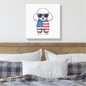 Patriottische Poodle met Zonnebril Vectorontwerp_1 Canvas Afdruk (Insitu (Slaapkamer))