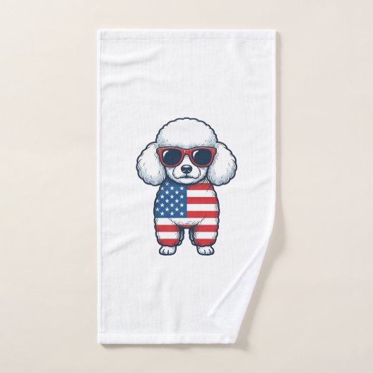 Patriottische Poodle met Zonnebril Vectorontwerp_1 Handdoek (Handdoek)
