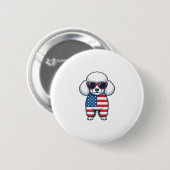 Patriottische Poodle met Zonnebril Vectorontwerp_1 Ronde Button 5,7 Cm (Voorkant /achterkant)