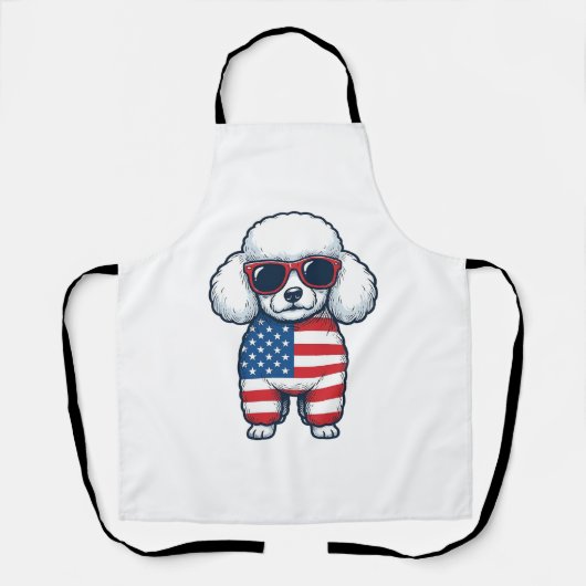 Patriottische Poodle met Zonnebril Vectorontwerp_1 Schort (Voorkant)