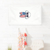 Patriottische Poodle met Zonnebril Vectorontwerp_1 Spandoek (Insitu)
