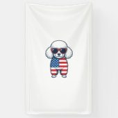 Patriottische Poodle met Zonnebril Vectorontwerp_1 Spandoek (Verticaal)