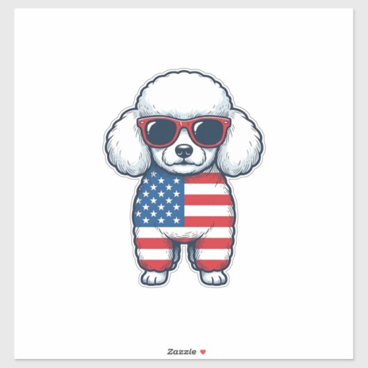 Patriottische Poodle met Zonnebril Vectorontwerp_1 Sticker (Vel)