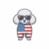 Patriottische Poodle met Zonnebril Vectorontwerp_1 Sticker (Voorkant)