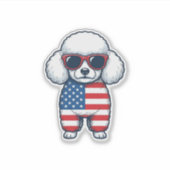 Patriottische Poodle met Zonnebril Vectorontwerp_1 Sticker (Voorkant)