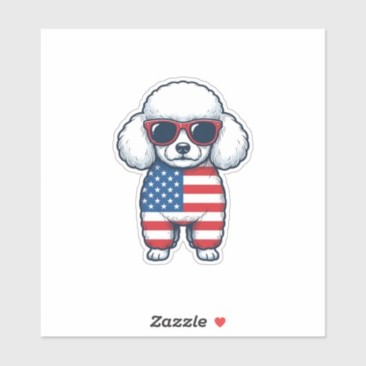 Patriottische Poodle met Zonnebril Vectorontwerp_1 Sticker (Vel)