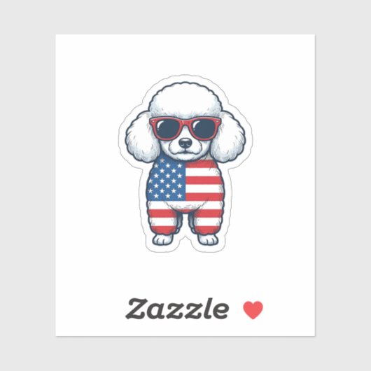 Patriottische Poodle met Zonnebril Vectorontwerp_1 Sticker (Vel)