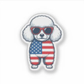 Patriottische Poodle met Zonnebril Vectorontwerp_1 Sticker (Voorkant)